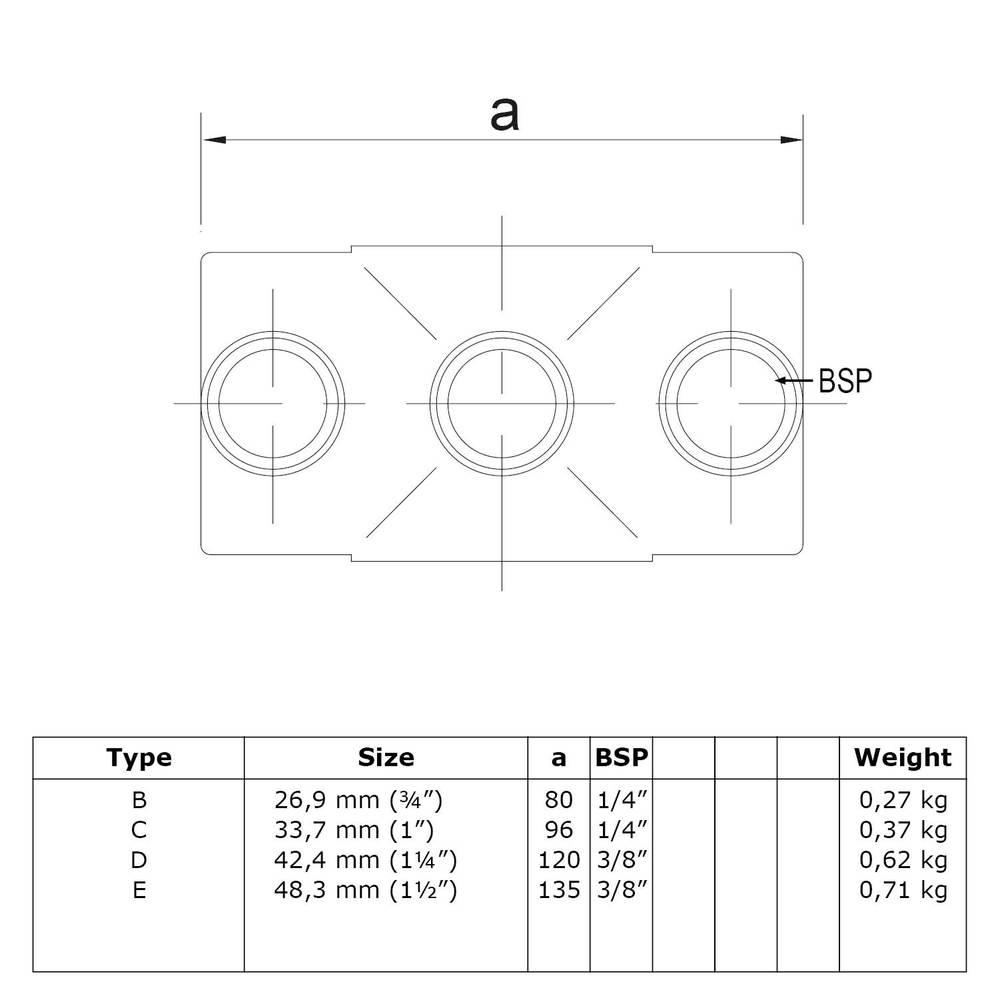 Buiskoppeling Kruisstuk in 1 vlak - zwart-A / 21,3 mm